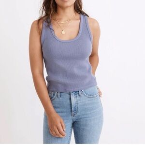 MADEWELL Waffle Knit Cotton Crop Tank Dusty Orchid M Baby Tee 90’s Breathable